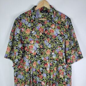 Stitches The Dress Co Vintage Floral Semi Button-Up Midi Dress